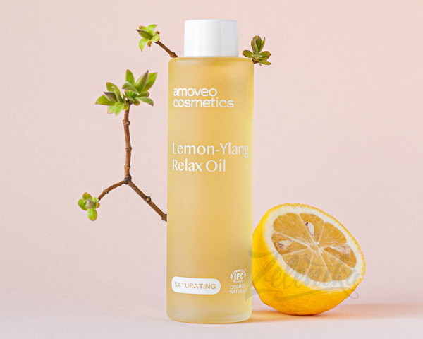 Расслабляющее массажное масло Amoveo Cosmetics "LEMON-YLANG RELAX OIL", 120 мл
