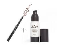 Набор Zuii: карандаш для бровей (выдвижной) в оттенке Taupe и бесцветный праймер