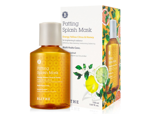 Сплэш-маска для сияния Blithe "Energy Yellow Citrus and Honey Splash Mask", 150 мл