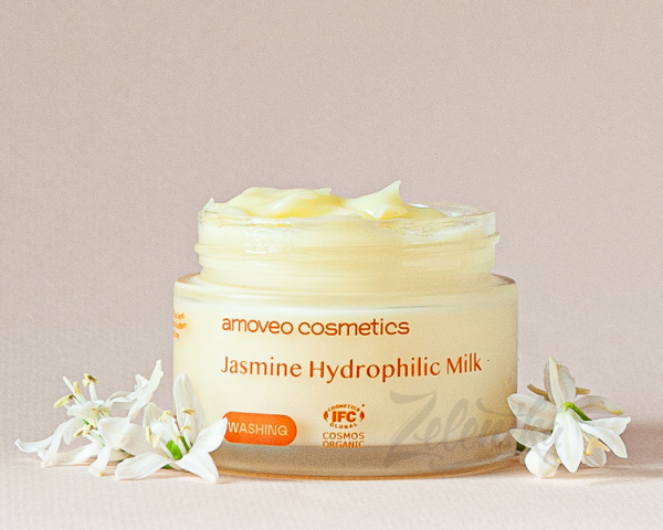 Жасминовое гидрофильное молочко для снятия макияжа Amoveo Cosmetics "JASMINE HYDROPHILIC MILK", 50 мл